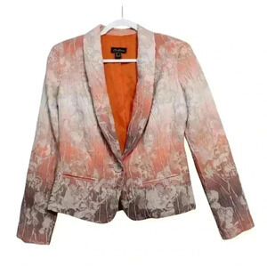 Artsy Blazer Jacket Size 4 Orange Ombre Art to Wear Career Business Casual